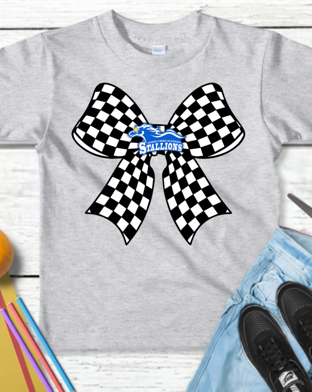 Checkered Bow with Horse. 2025 design.