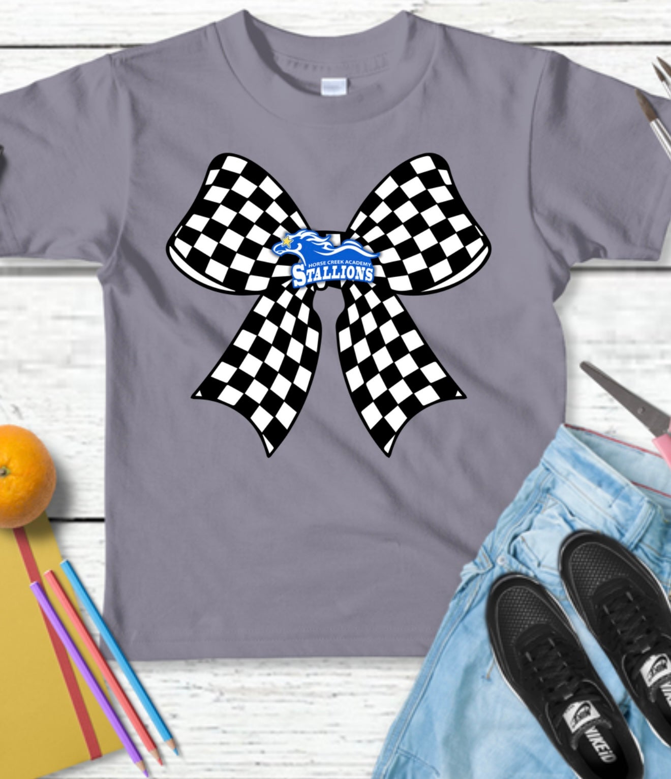 Checkered Bow with Horse. 2025 design.