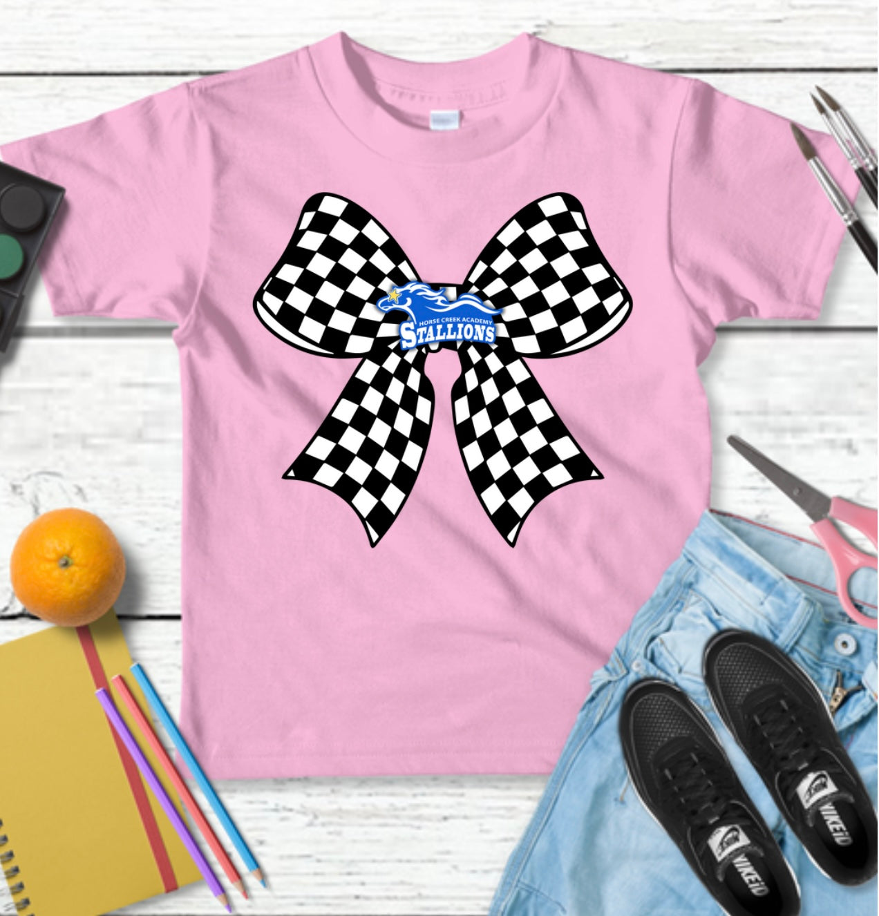 Checkered Bow with Horse. 2025 design.