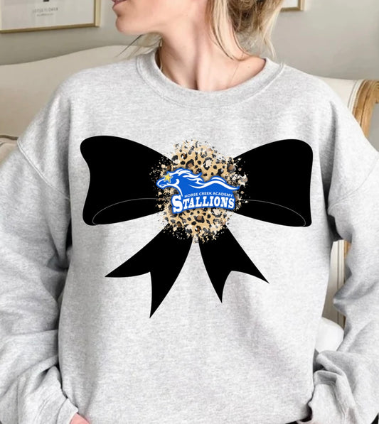 Leopard black bow sweatshirt/Crewneck