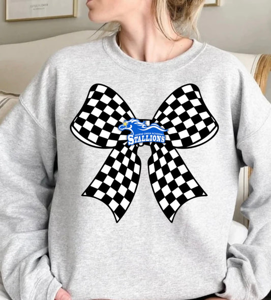 HCA Checkered Bow Sweatshirt/Crewneck