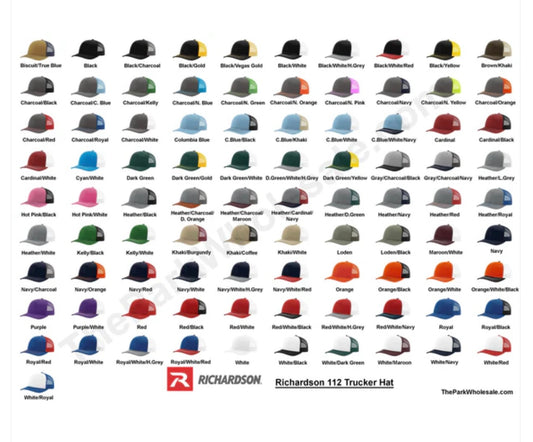 Men’s (peaches) Richardson brand custom hats (leather patches)